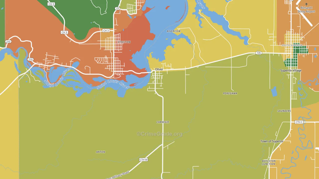 Oliver, WI Map of Assault Rates