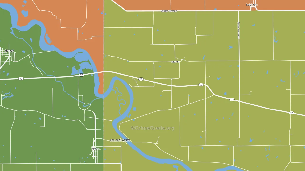 Olivet, IA Map of Assault Rates