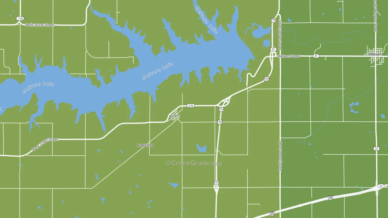 Olivet, KS Map of Assault Rates