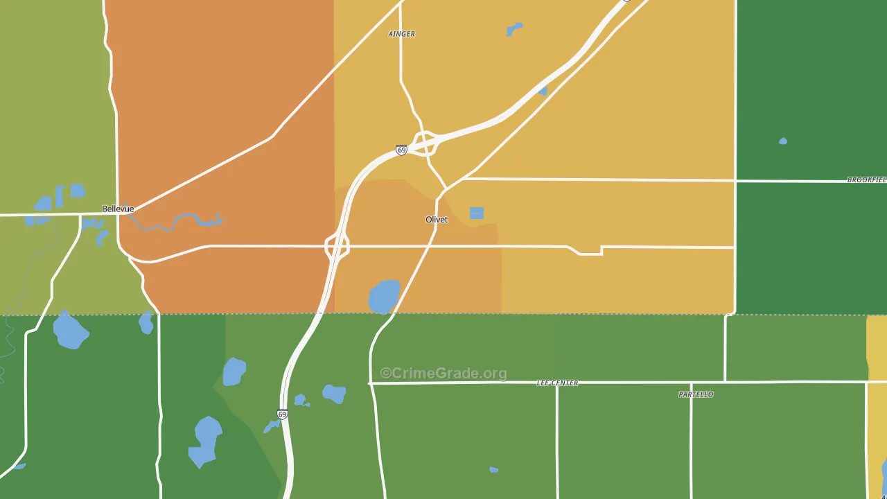 Olivet, MI Map of Assault Rates