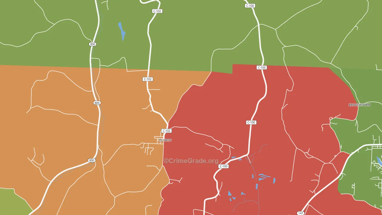 Olivett, OH Map of Assault Rates