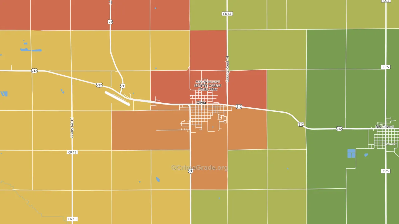 Olivia, MN Map of Assault Rates