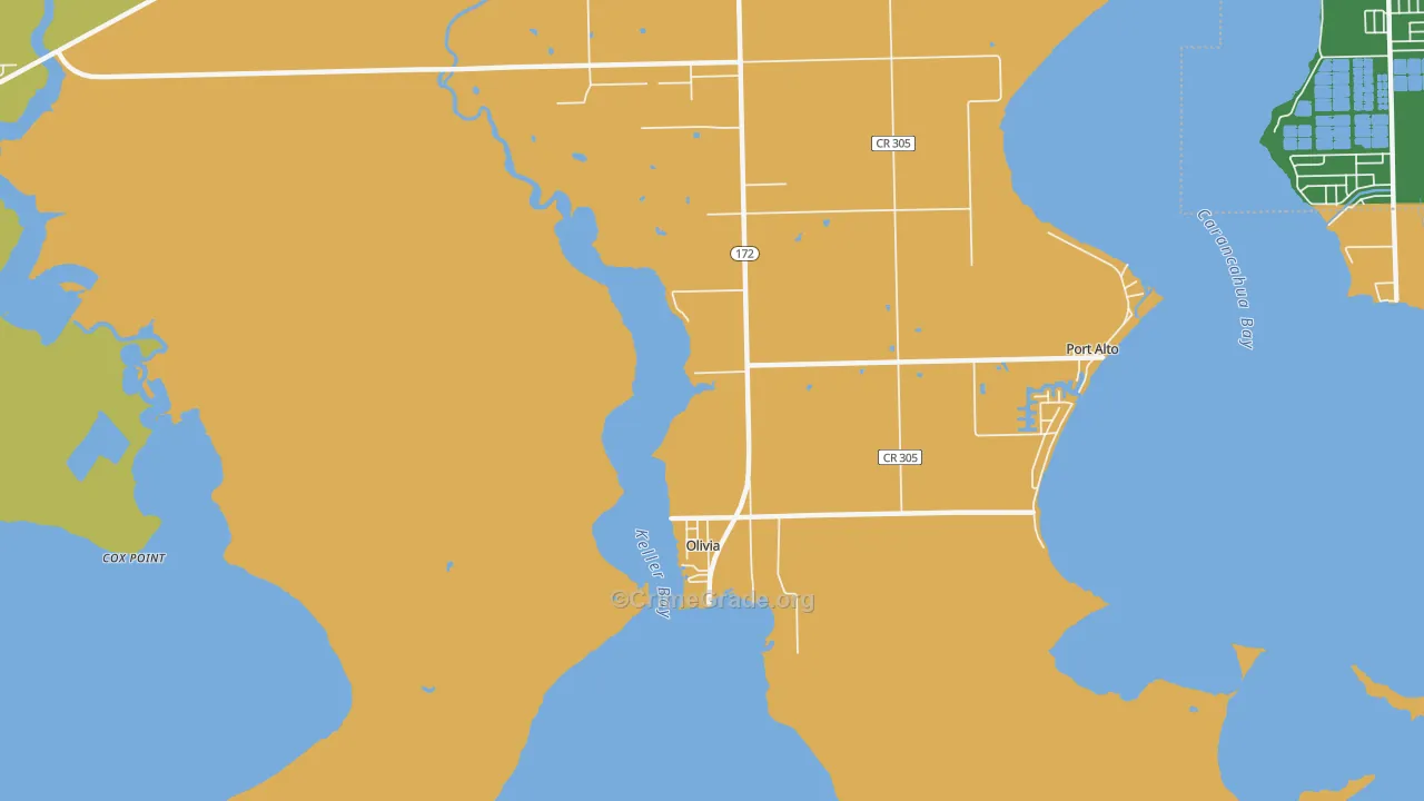 Olivia, TX Map of Assault Rates