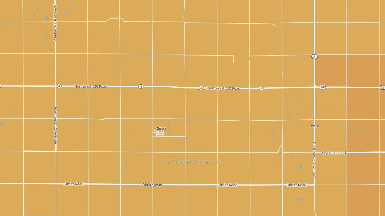 Olmitz, KS Map of Assault Rates
