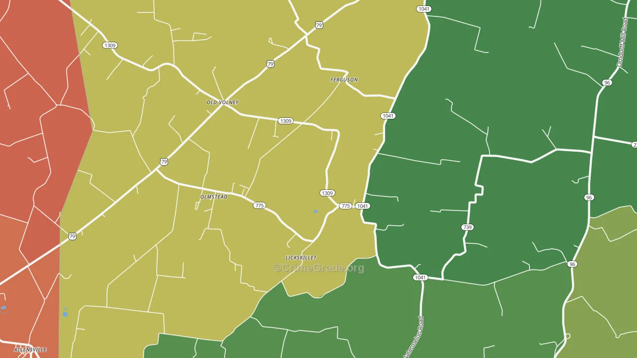 Olmstead, KY Map of Assault Rates