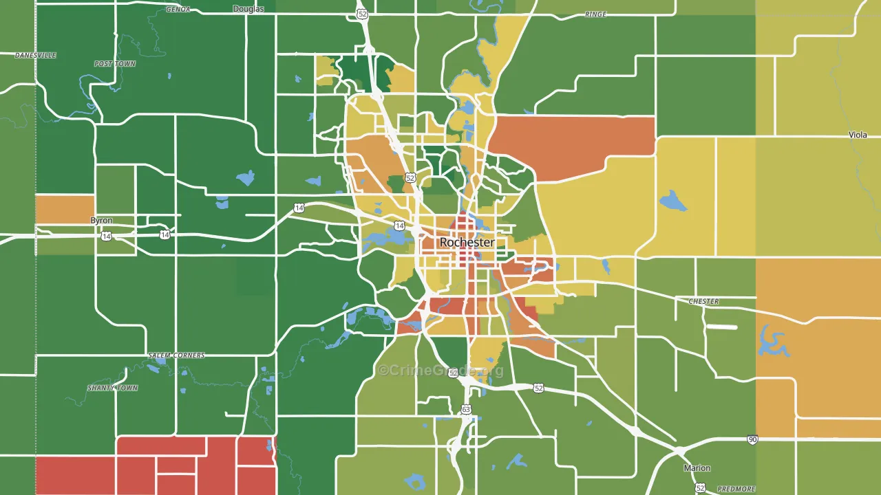 Olmsted County, MN Map of Assault Rates