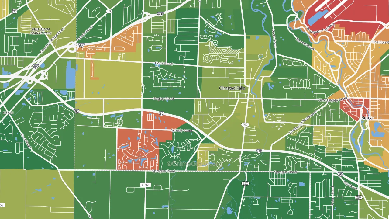 Olmsted Falls, OH Map of Assault Rates
