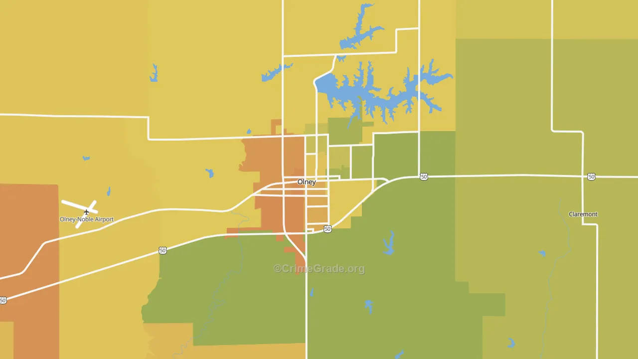 Olney, IL Map of Assault Rates