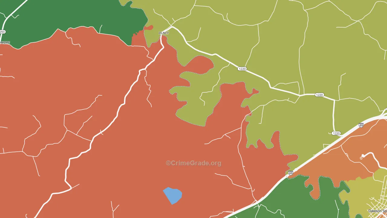 Olney, KY Map of Assault Rates