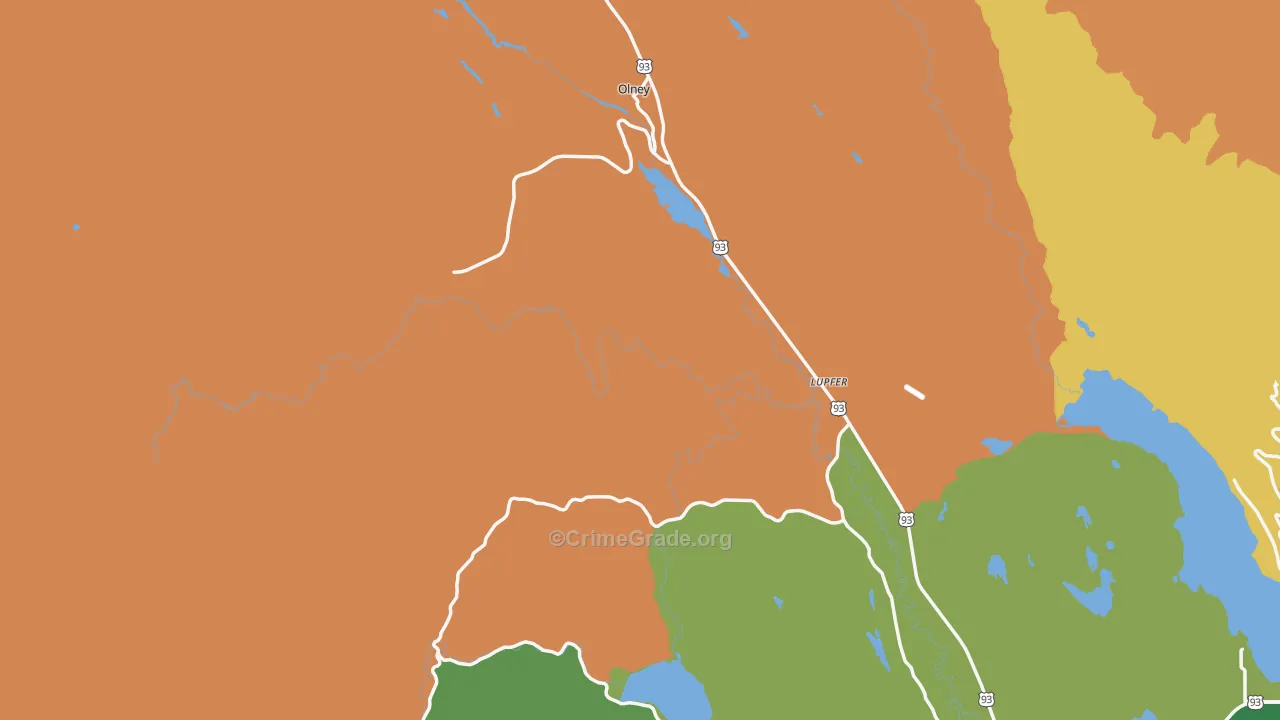 Olney, MT Map of Assault Rates
