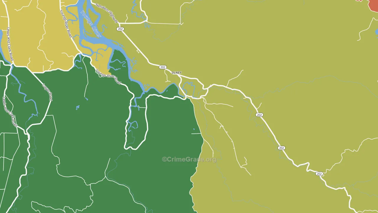 Olney, OR Map of Assault Rates