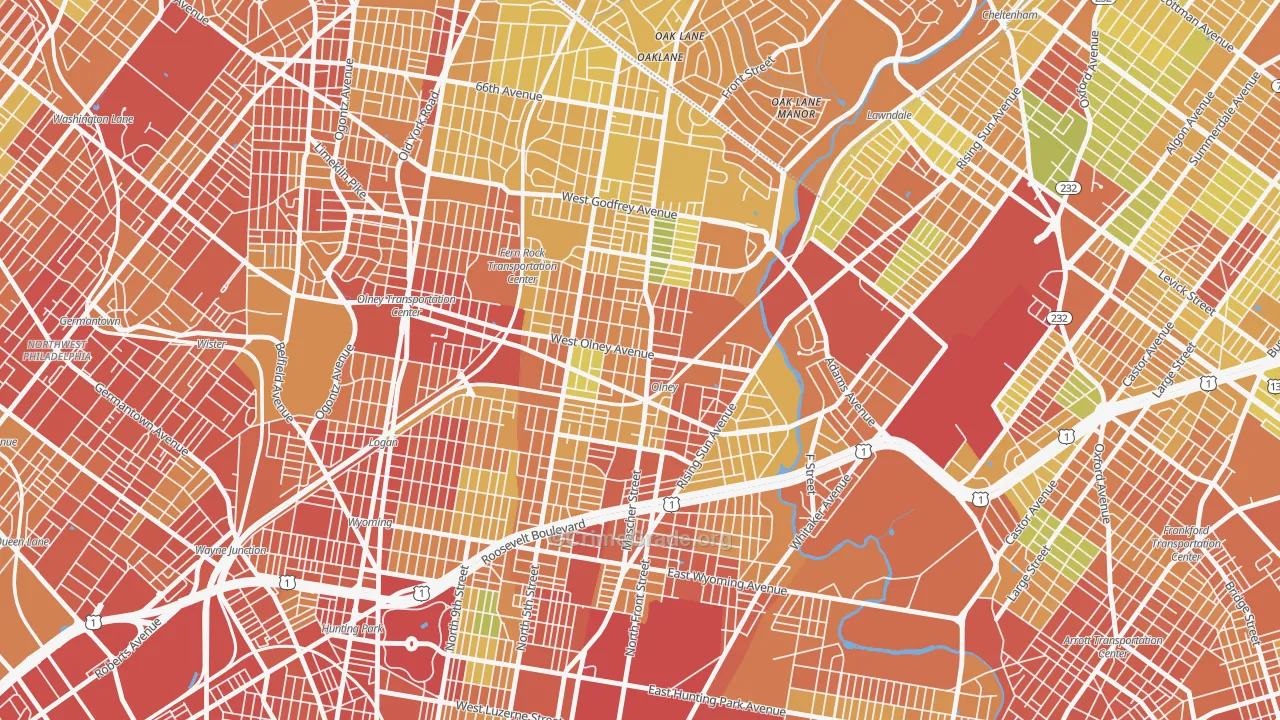 Olney, Philadelphia, PA Map of Assault Rates