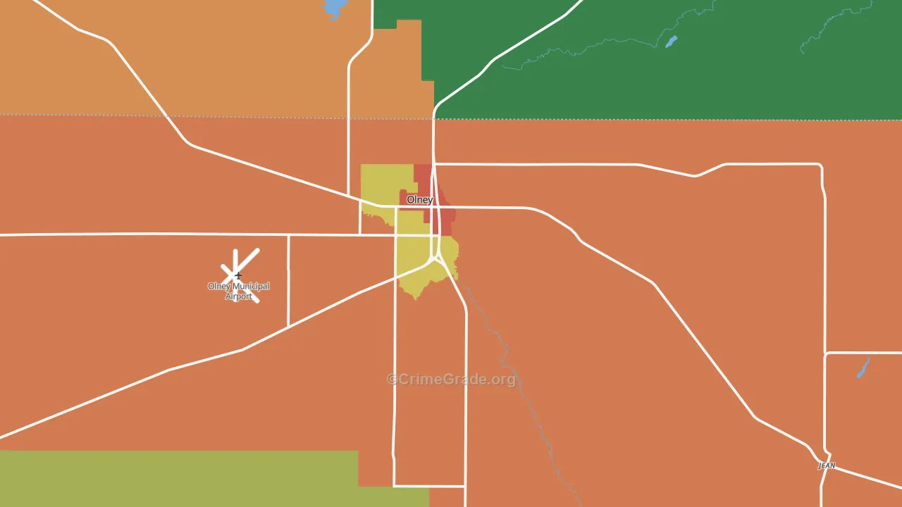 Olney, TX Map of Assault Rates