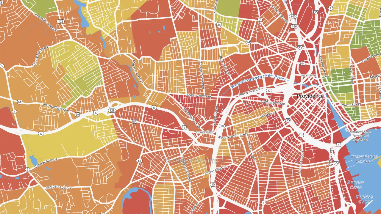 Olneyville, Providence, RI Map of Assault Rates