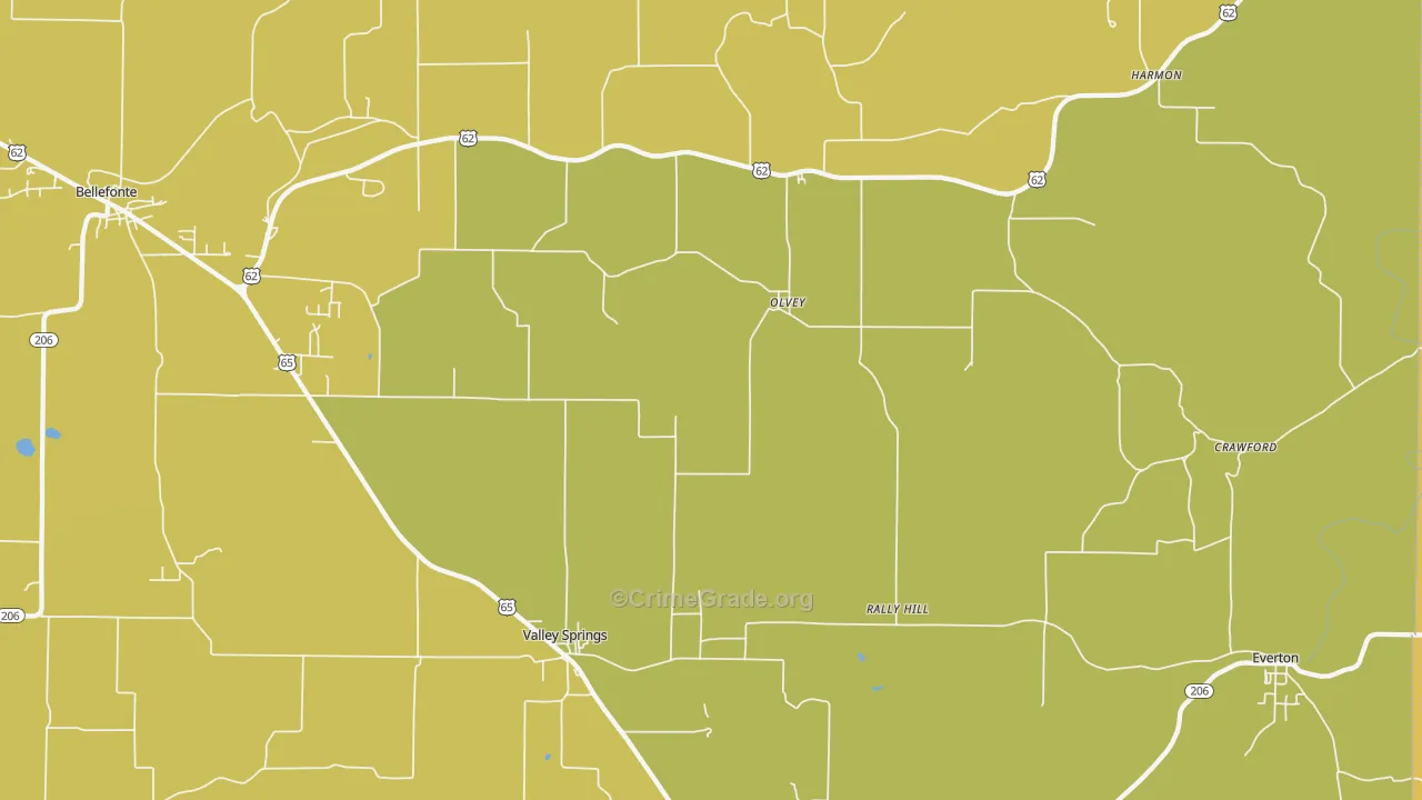 Olvey, AR Map of Assault Rates