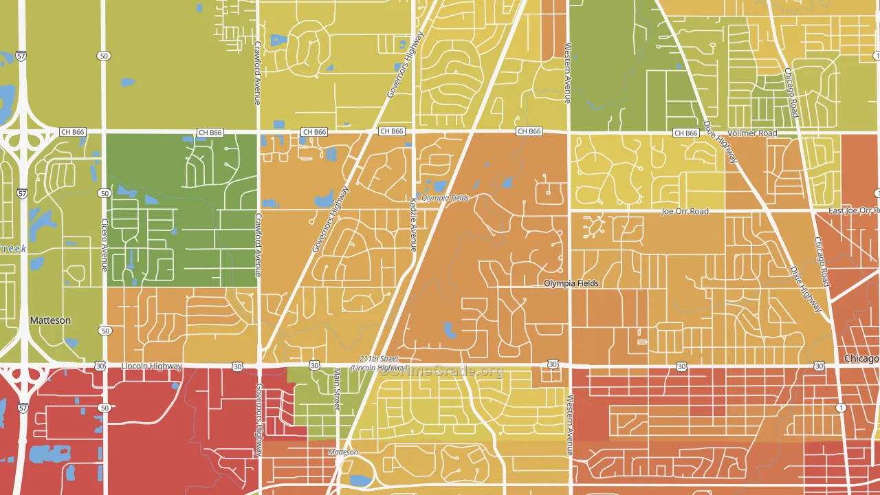 Olympia Fields, IL Map of Assault Rates