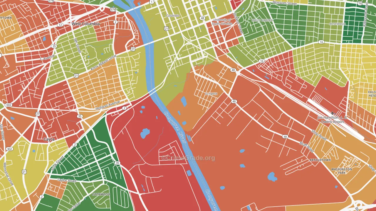Olympia, SC Map of Assault Rates