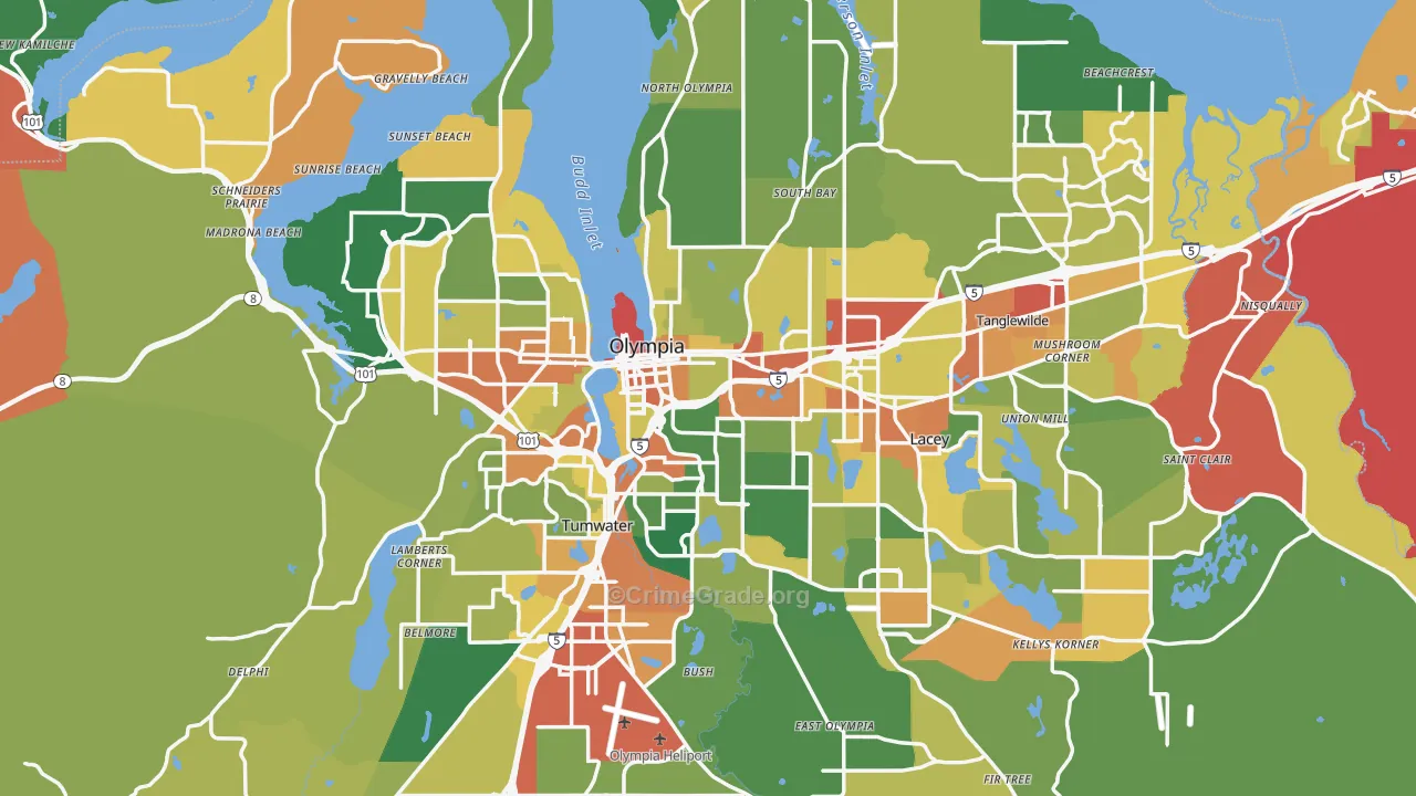 Olympia, WA Map of Assault Rates