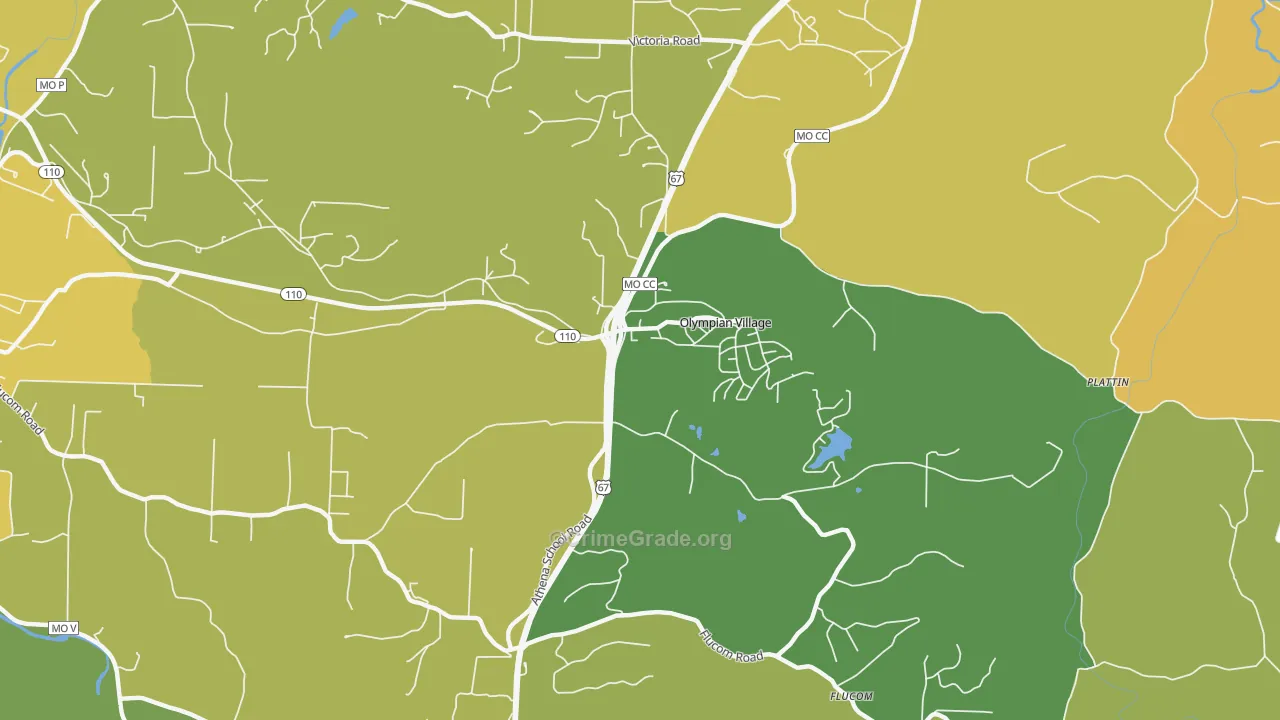 Olympian Village, MO Map of Assault Rates