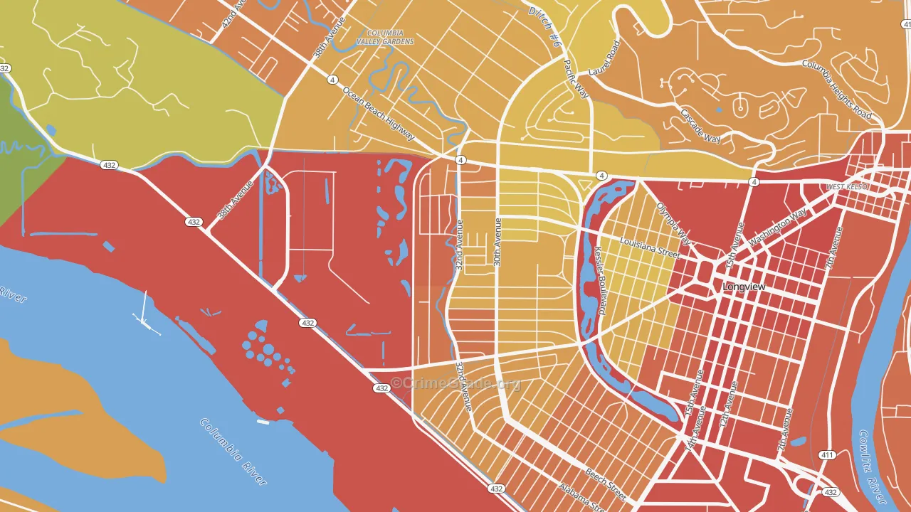 Olympic West, Longview, WA Map of Assault Rates