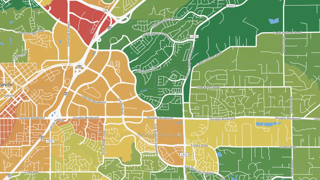Olympus Pointe, Roseville, CA Map of Assault Rates