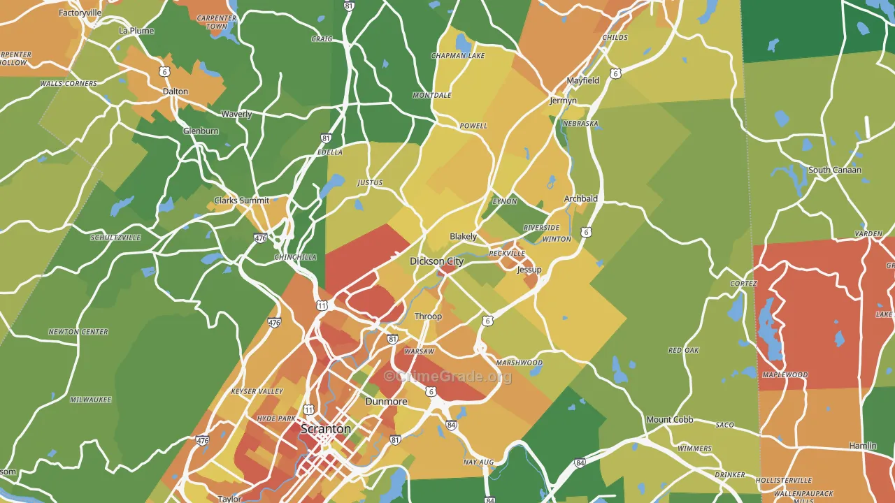 Olyphant, PA Map of Assault Rates