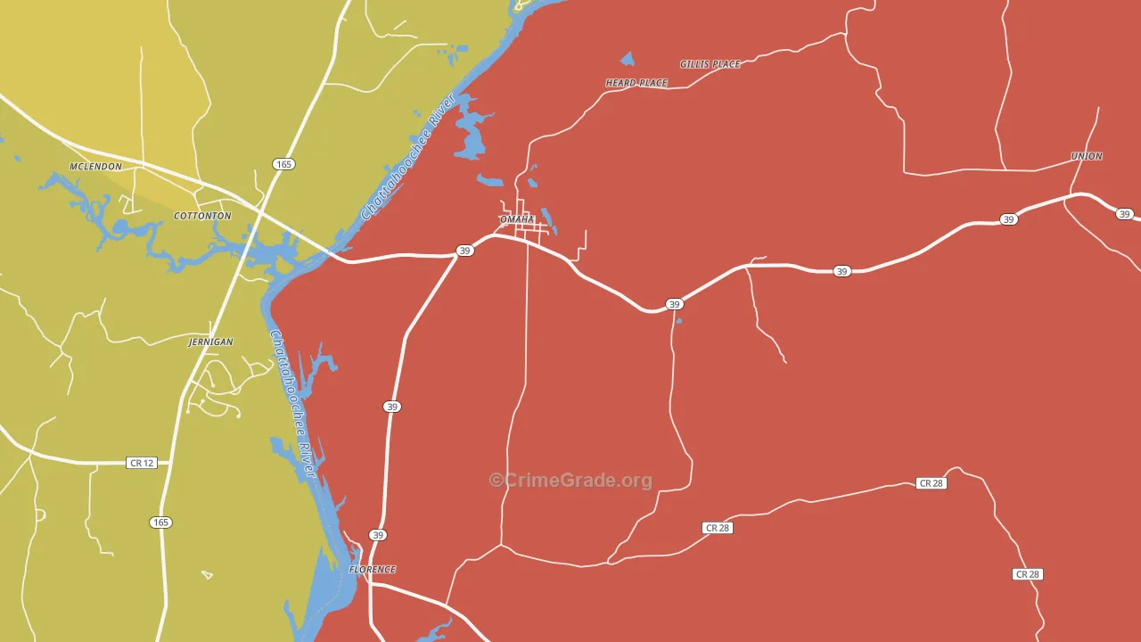 Omaha, GA Map of Assault Rates