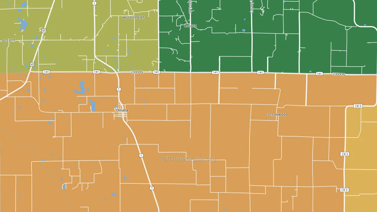Omaha, IL Map of Assault Rates