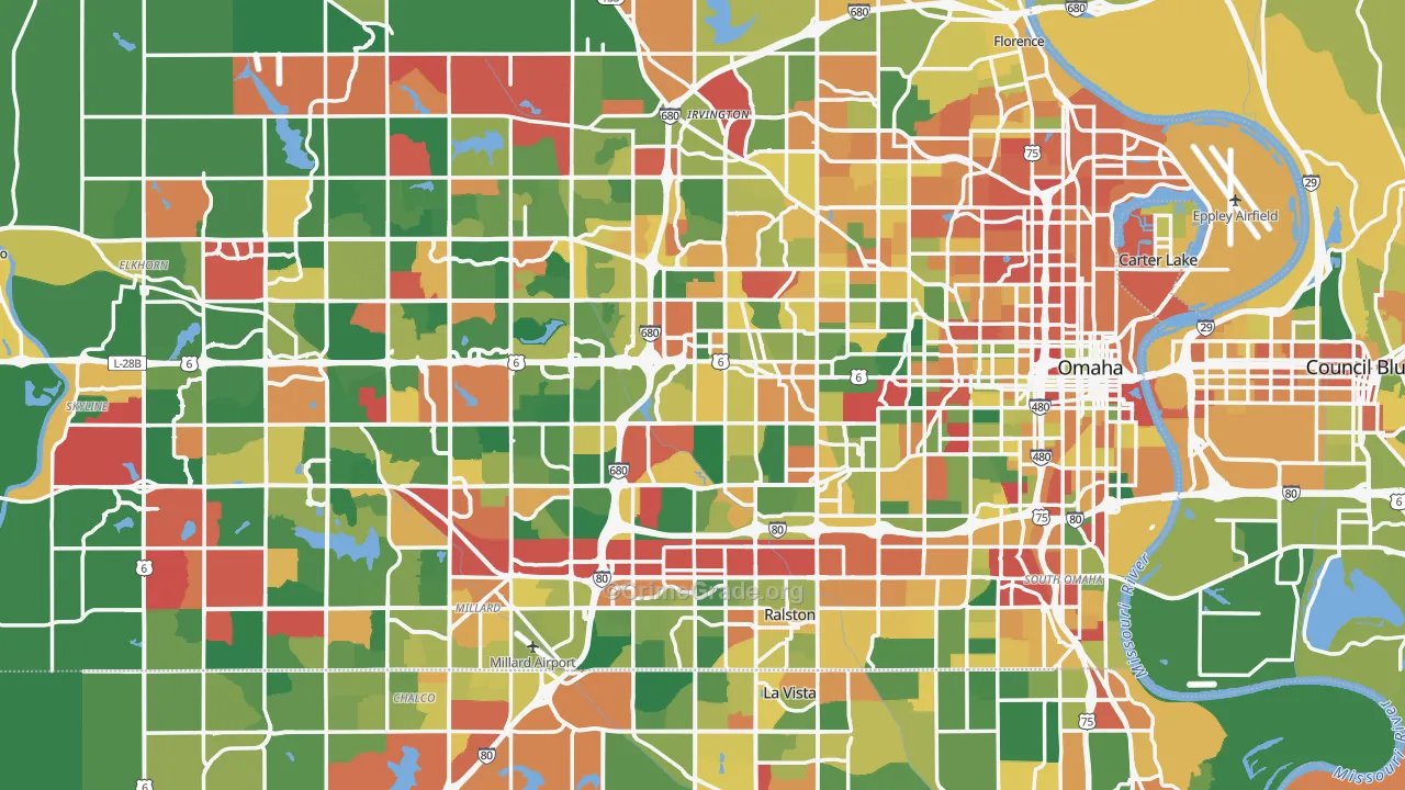 Omaha, NE Map of Assault Rates
