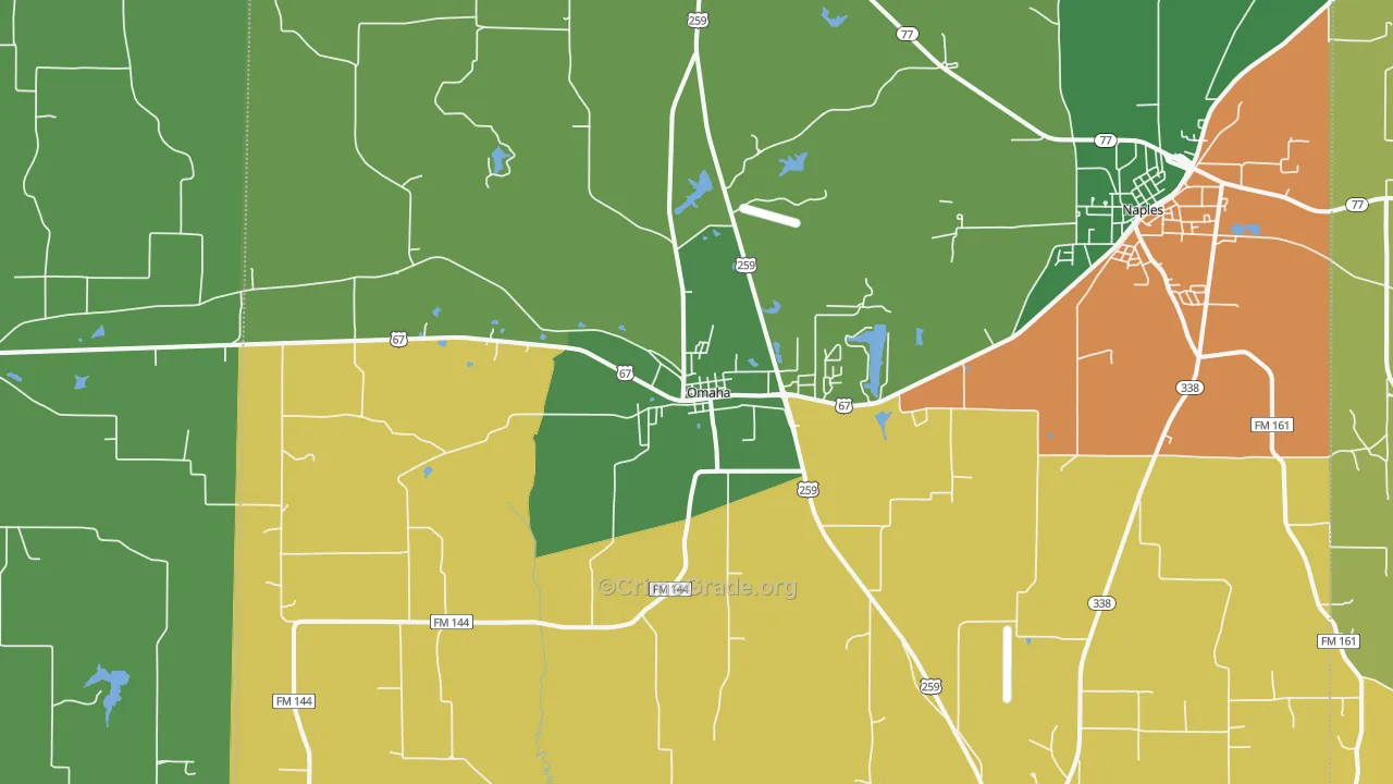Omaha, TX Map of Assault Rates