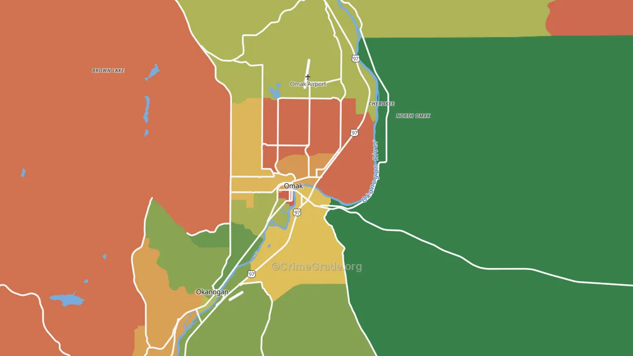 Omak, WA Map of Assault Rates