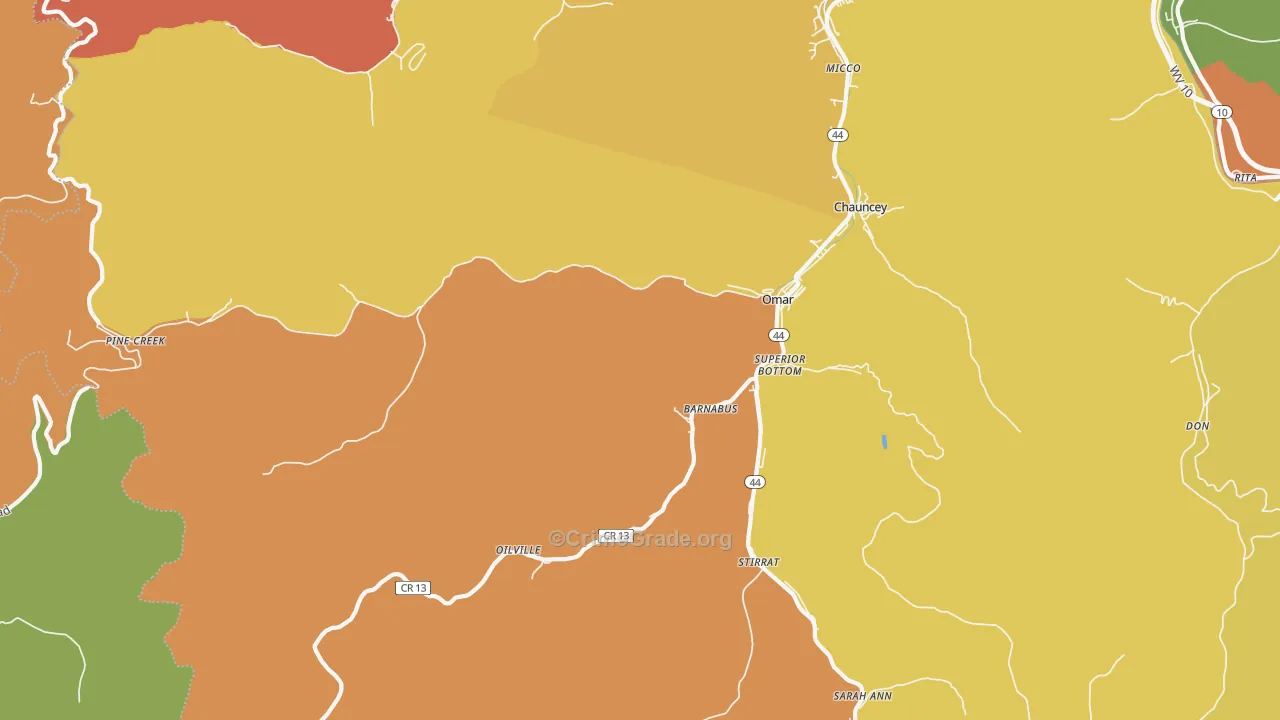 Omar, WV Map of Assault Rates