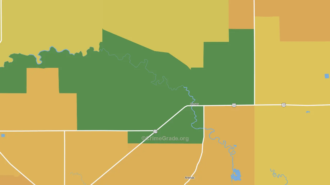 Omer, MI Map of Assault Rates