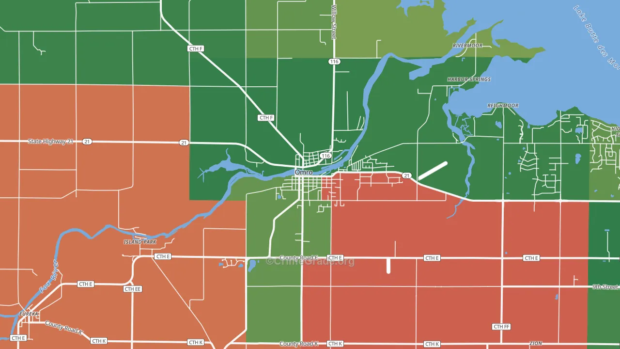 Omro, WI Map of Assault Rates