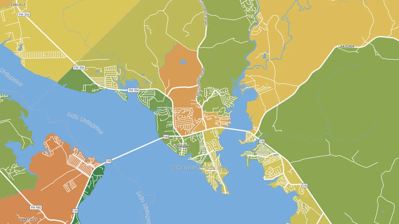 Onalaska, TX Map of Assault Rates