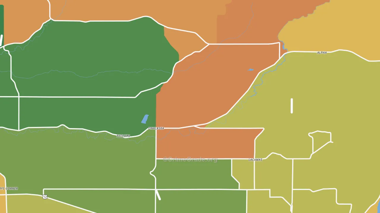 Onalaska, WA Map of Assault Rates