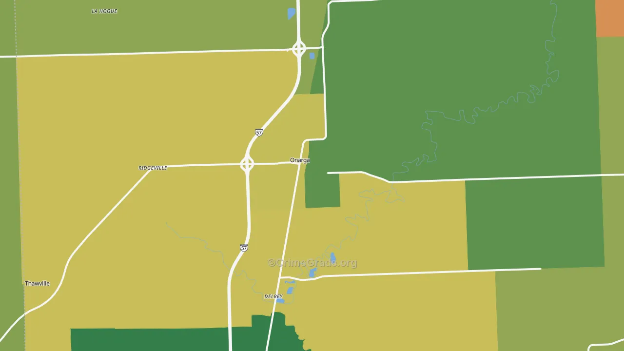 Onarga, IL Map of Assault Rates