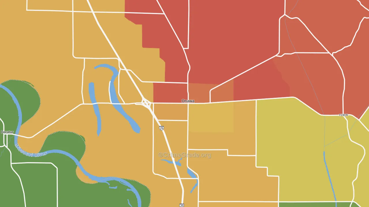Onawa, IA Map of Assault Rates