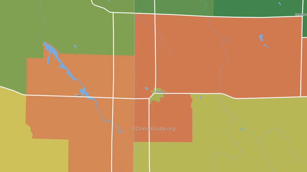 Onaway, MI Map of Assault Rates