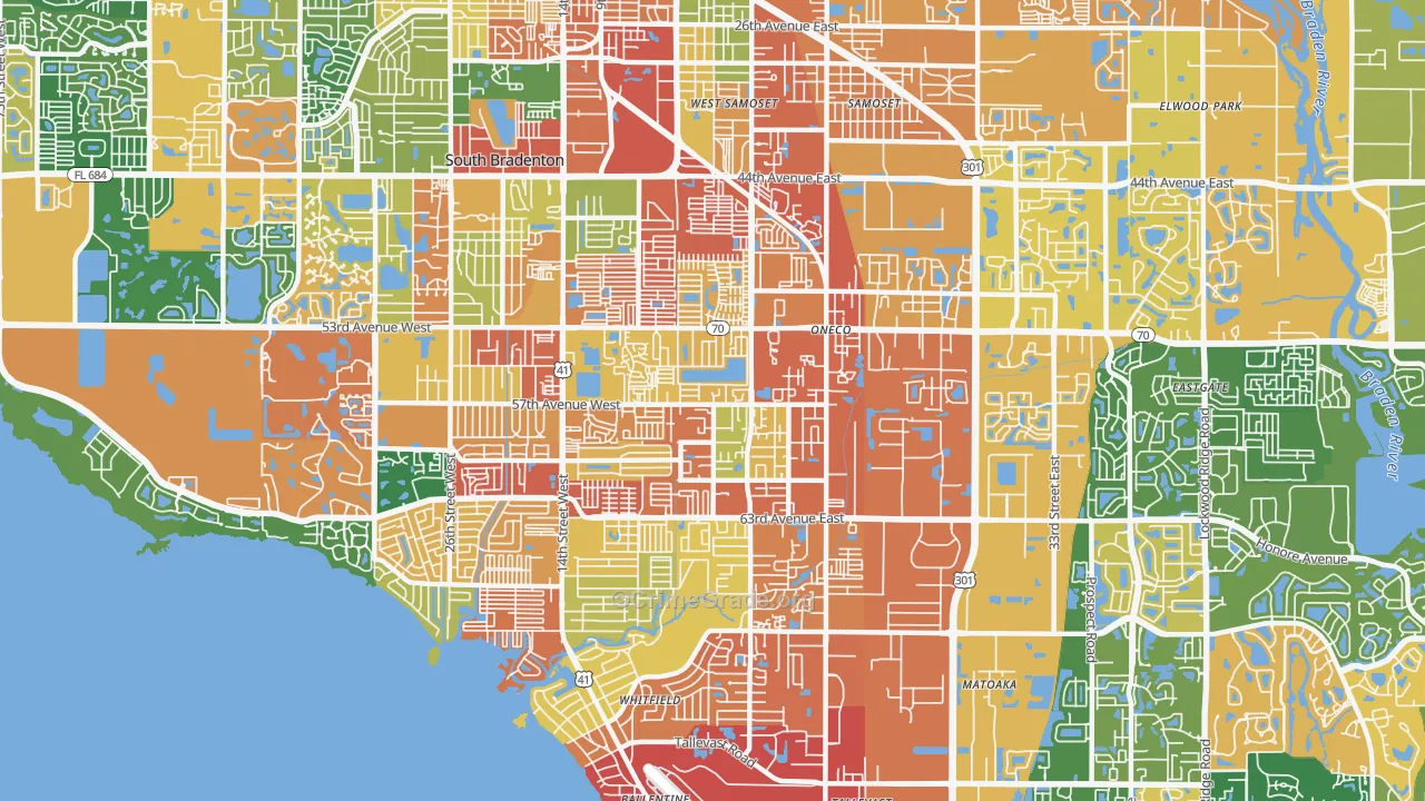 Oneco, Bradenton, FL Map of Assault Rates