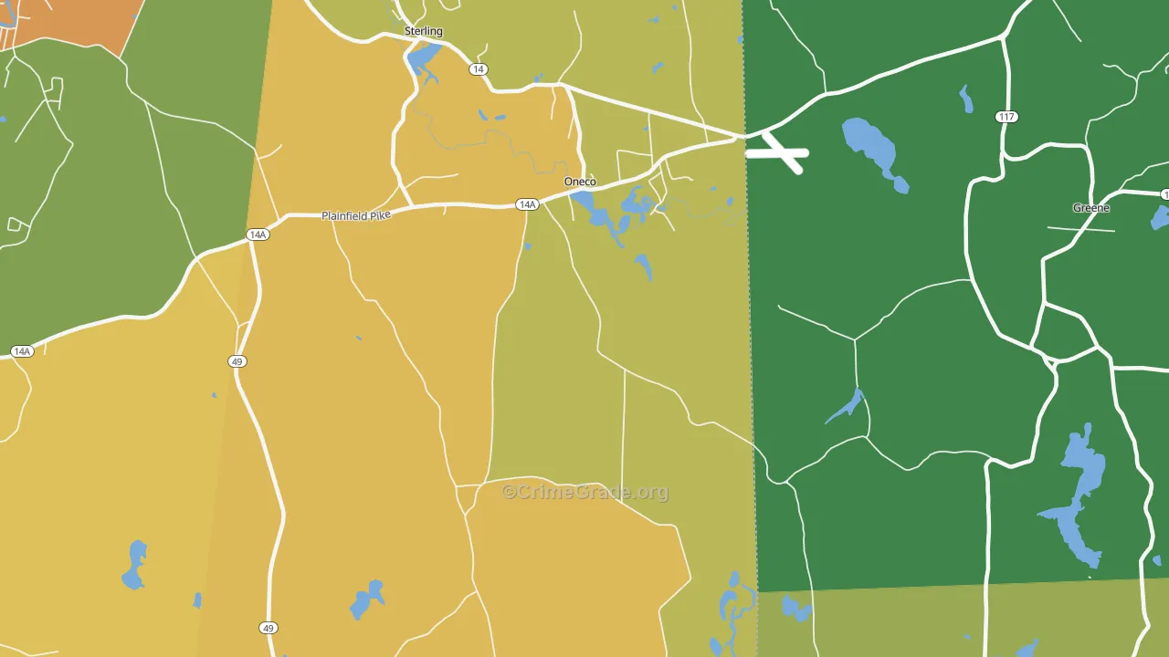 Oneco, CT Map of Assault Rates