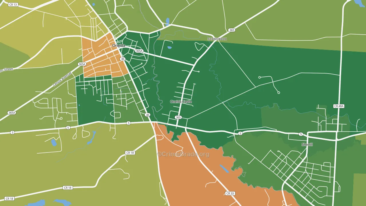 Oneida Castle, NY Map of Assault Rates