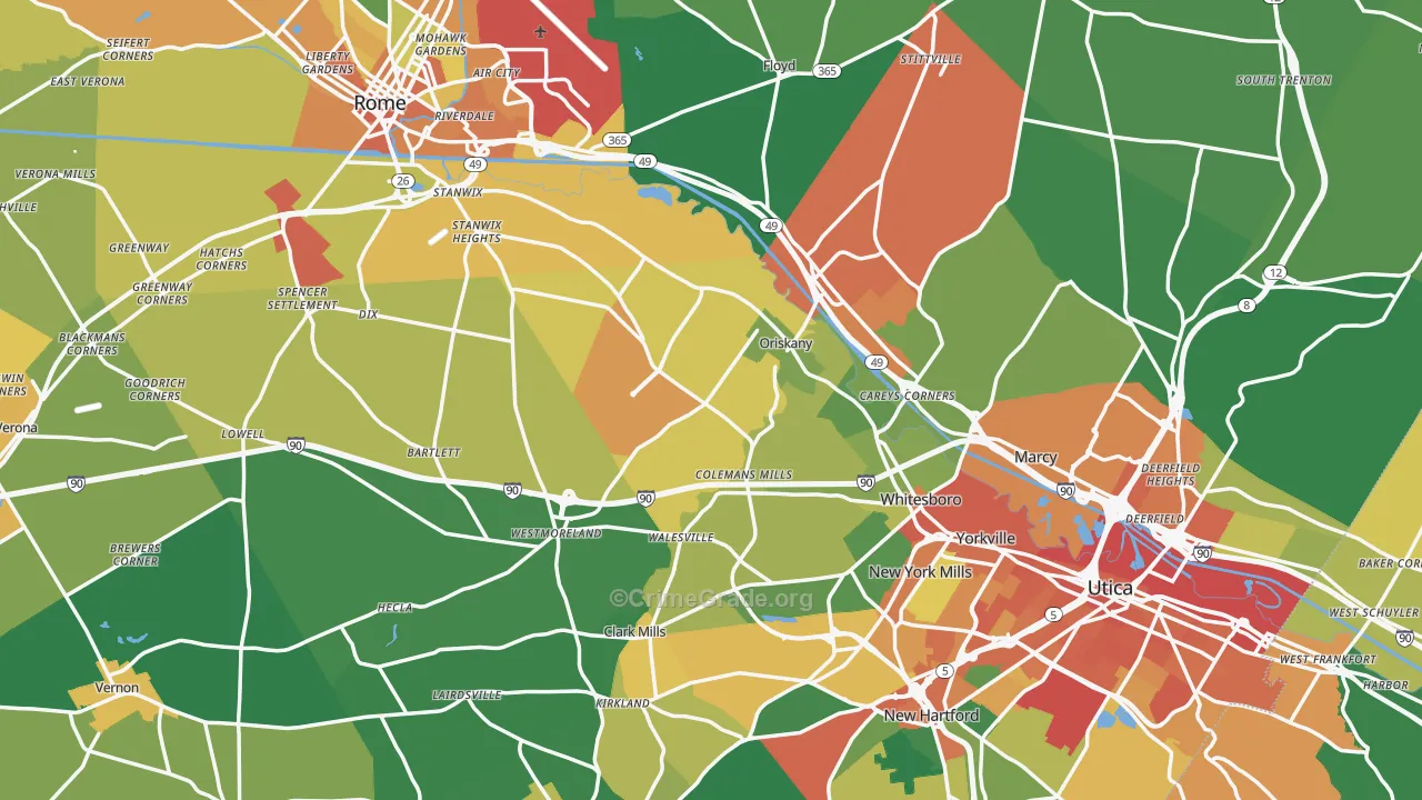 Oneida County, NY Map of Assault Rates