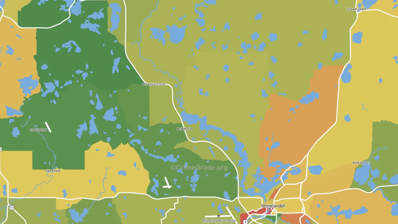 Oneida County, WI Map of Assault Rates