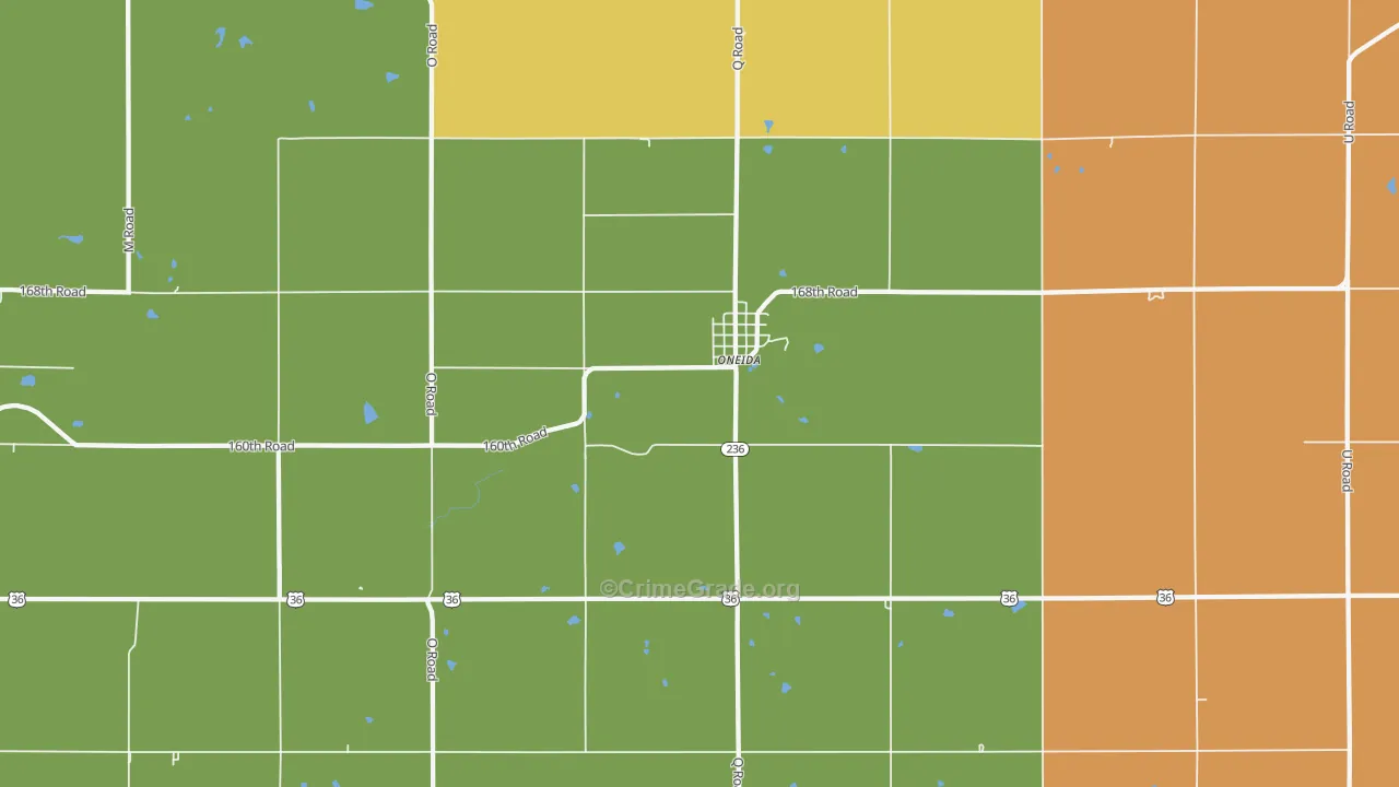 Oneida, KS Map of Assault Rates