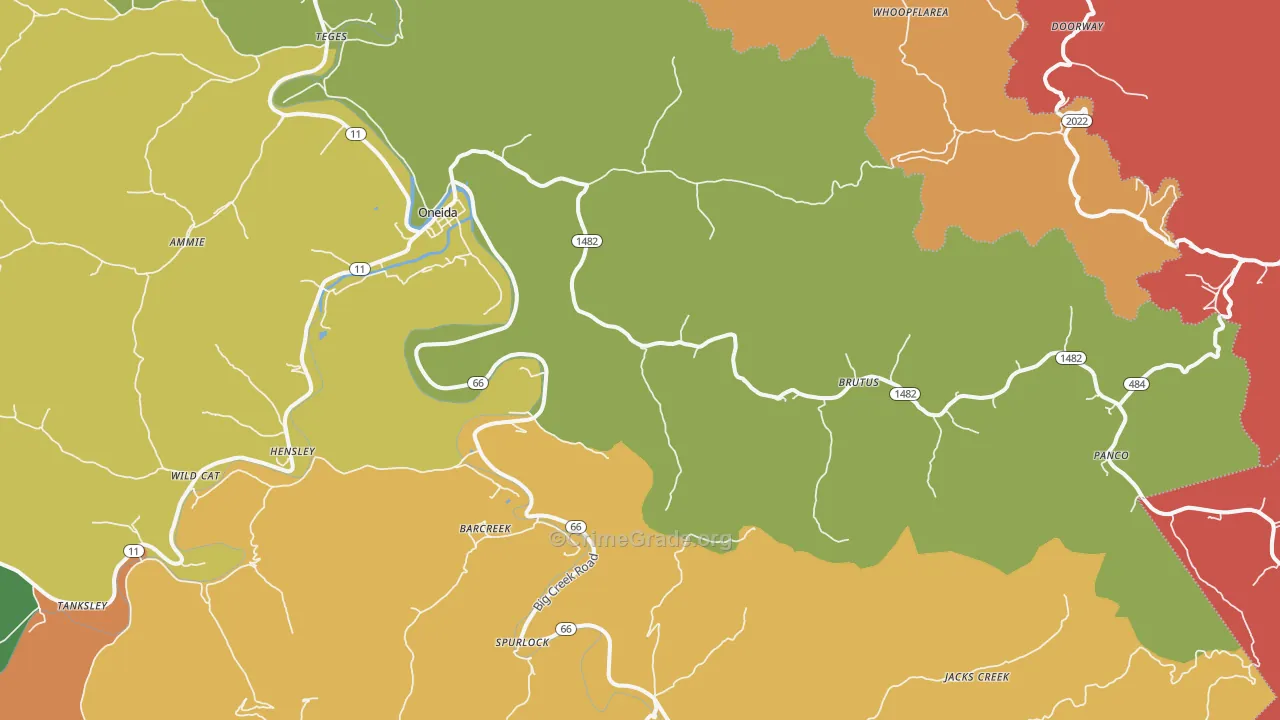Oneida, KY Map of Assault Rates