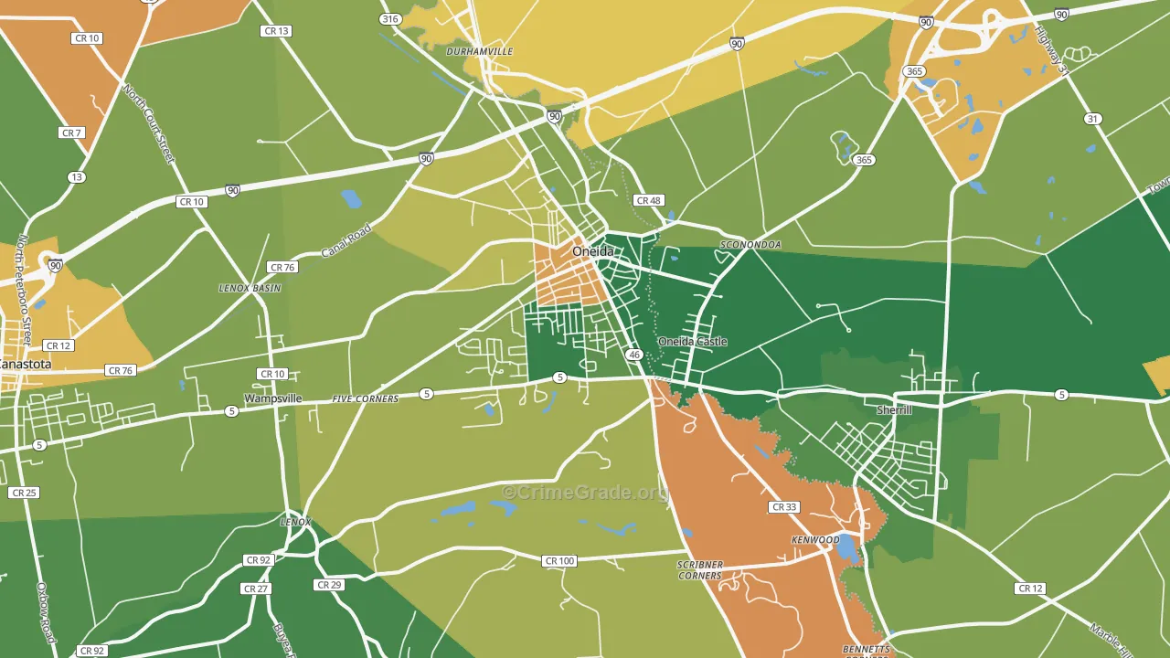 Oneida, NY Map of Assault Rates