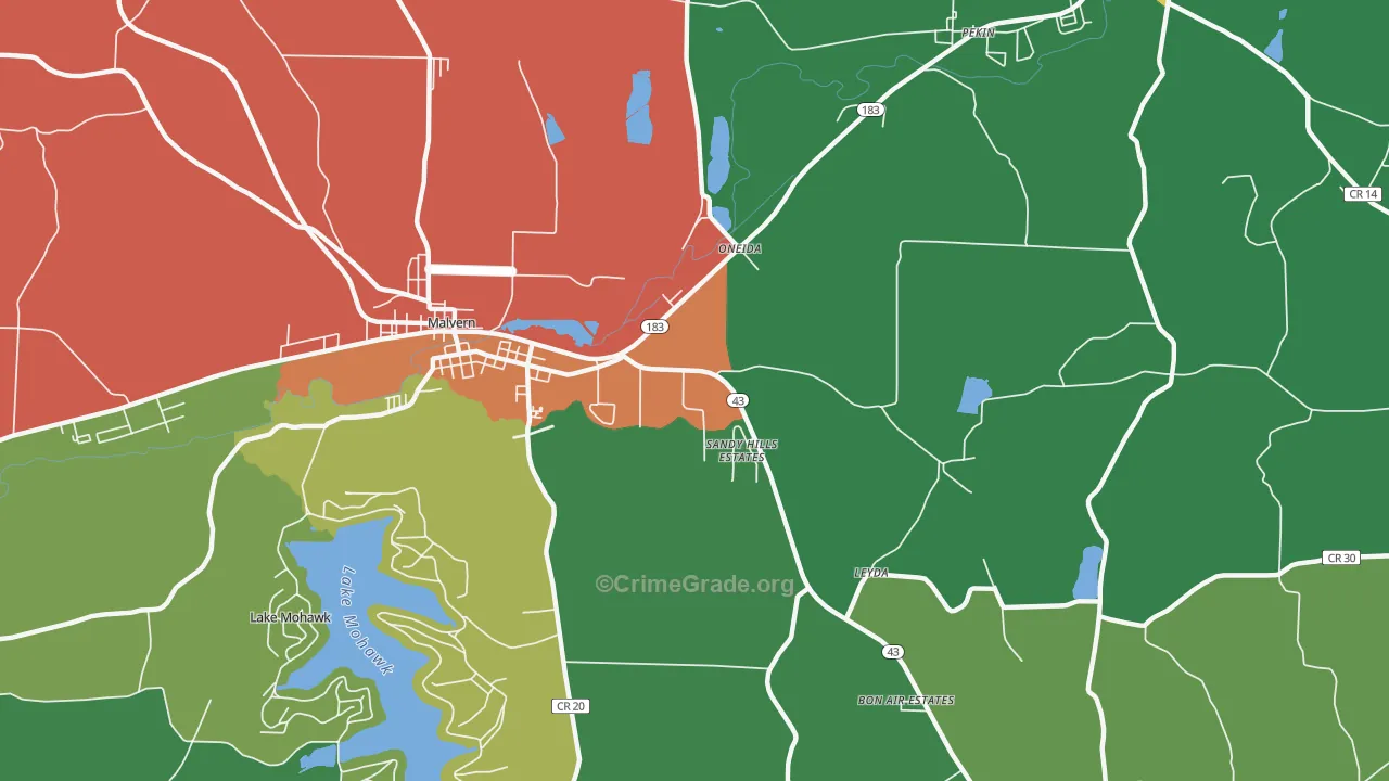 Oneida, OH Map of Assault Rates