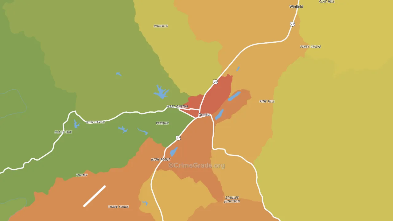 Oneida, TN Map of Assault Rates