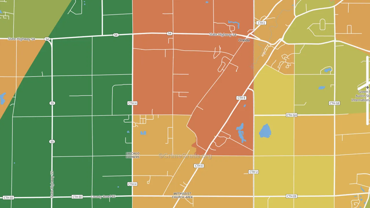 Oneida, WI Map of Assault Rates